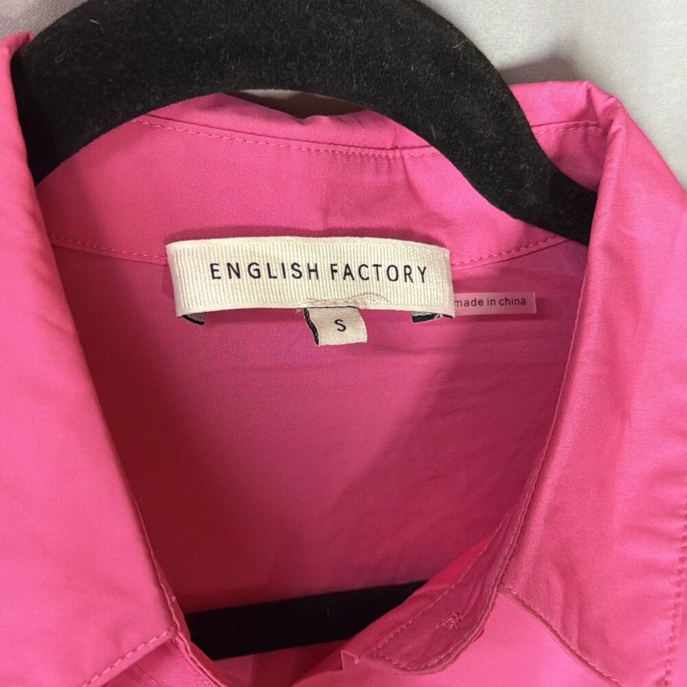 English Factory Hot Pink Cotton Button Down Mini Shirt Dress Size Small S - Picture 3 of 12